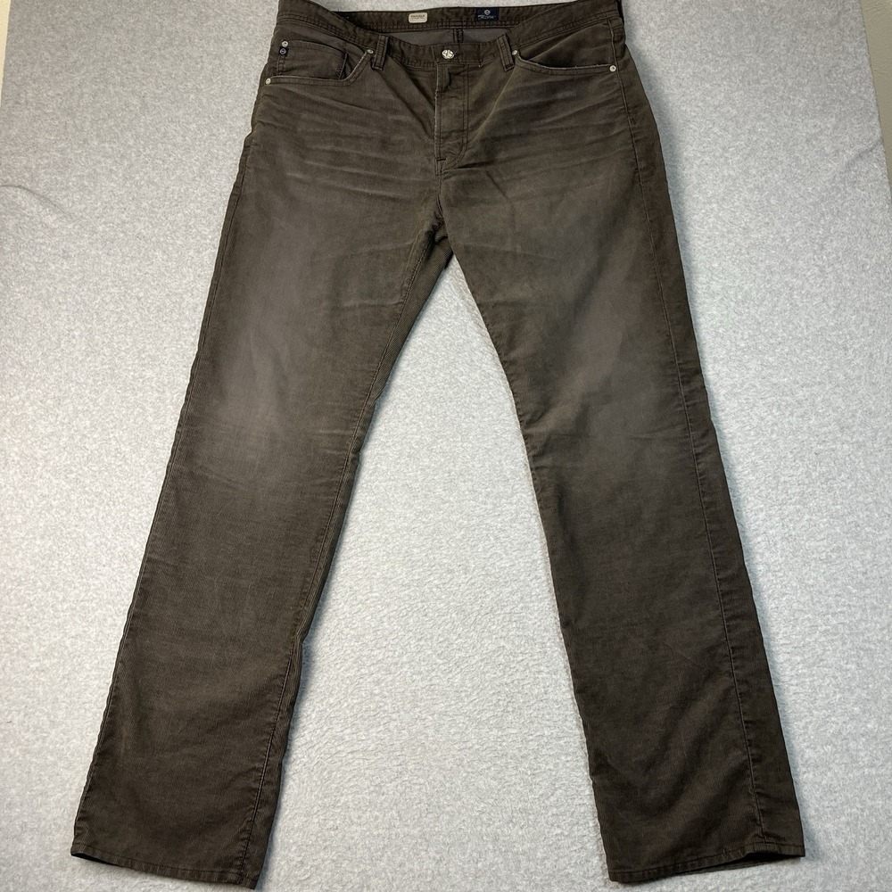 Adriano Goldschmeid Pants Mens 38x34 Brown Corduroy Protege Straight Cotton Blen